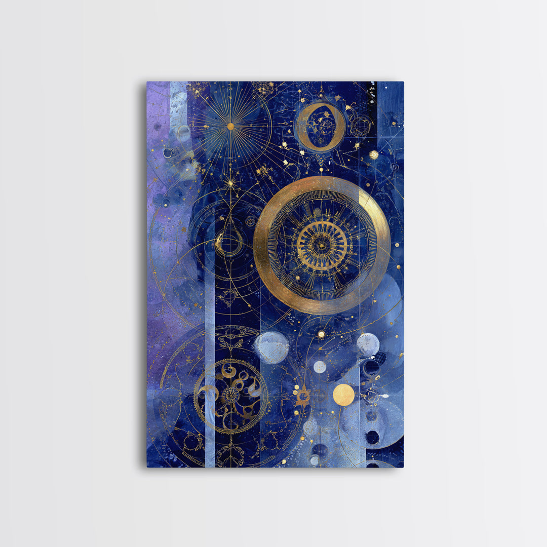 Blue Star Map Framed Canvas Print, Celestial Art, Minimalist Decor, Living Room Decor, Fine Art, Celestial, Boho Wall Art, CEL-2x3-78