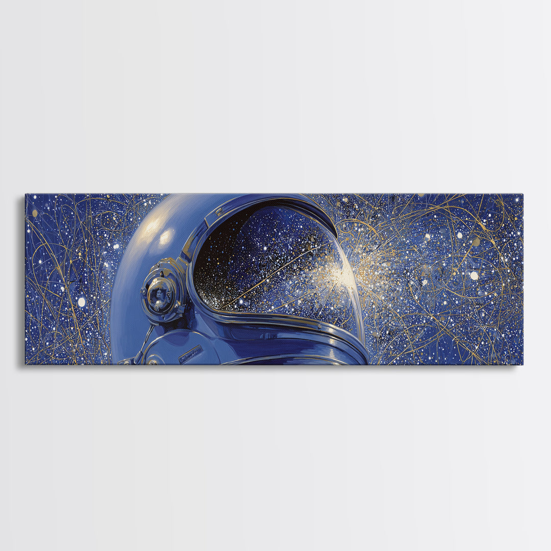Astronaut Helmet Reflecting a Field of Stars Canvas Print, Celestial Art, Fine Art Print, Living Room Decor, Abstract Art, CEL-3x1-31