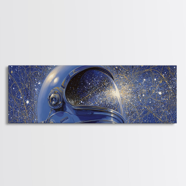 Astronaut Helmet Reflecting a Field of Stars Canvas Print, Celestial Art, Fine Art Print, Living Room Decor, Abstract Art, CEL-3x1-31