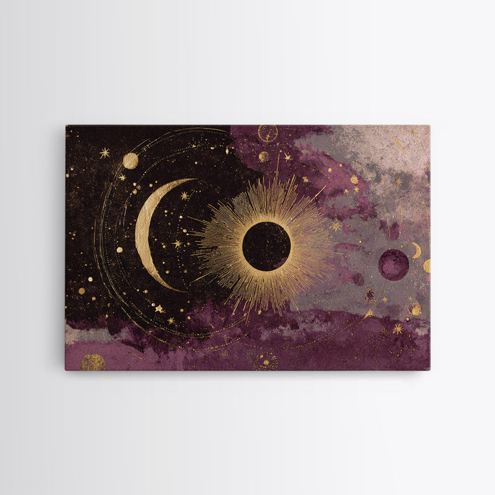 Eclipse Scene with Radiant Corona Framed Canvas Print, Celestial Art, Home Decor, Living Room Decor, Fine Art, Celestial, CEL-3x2-14