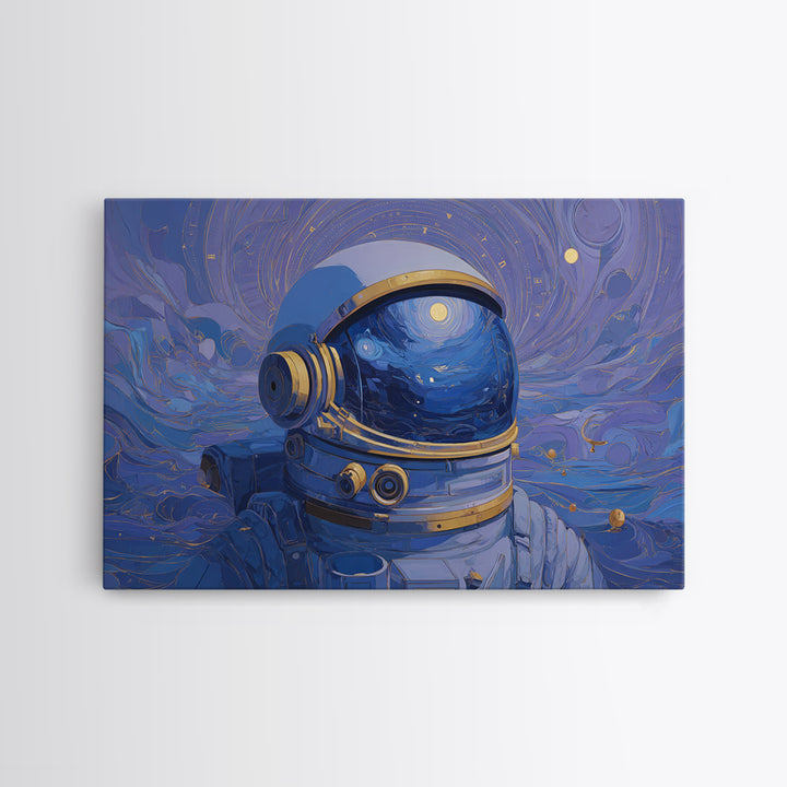 Astronaut Helmet Reflecting a Field of Stars Canvas Print, Celestial Art, Fine Art Print, Living Room Decor, Celestial, CEL-3x2-91