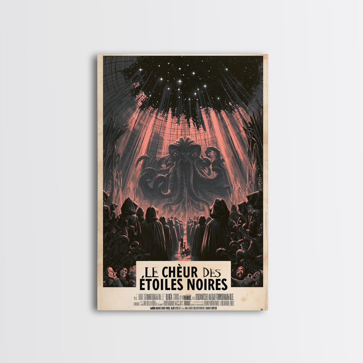 The Choir Of Black Stars, French Language Horror Movie Poster, 1960s Horror Art, Lovecraftian Horror Poster, Framed Canvas Print