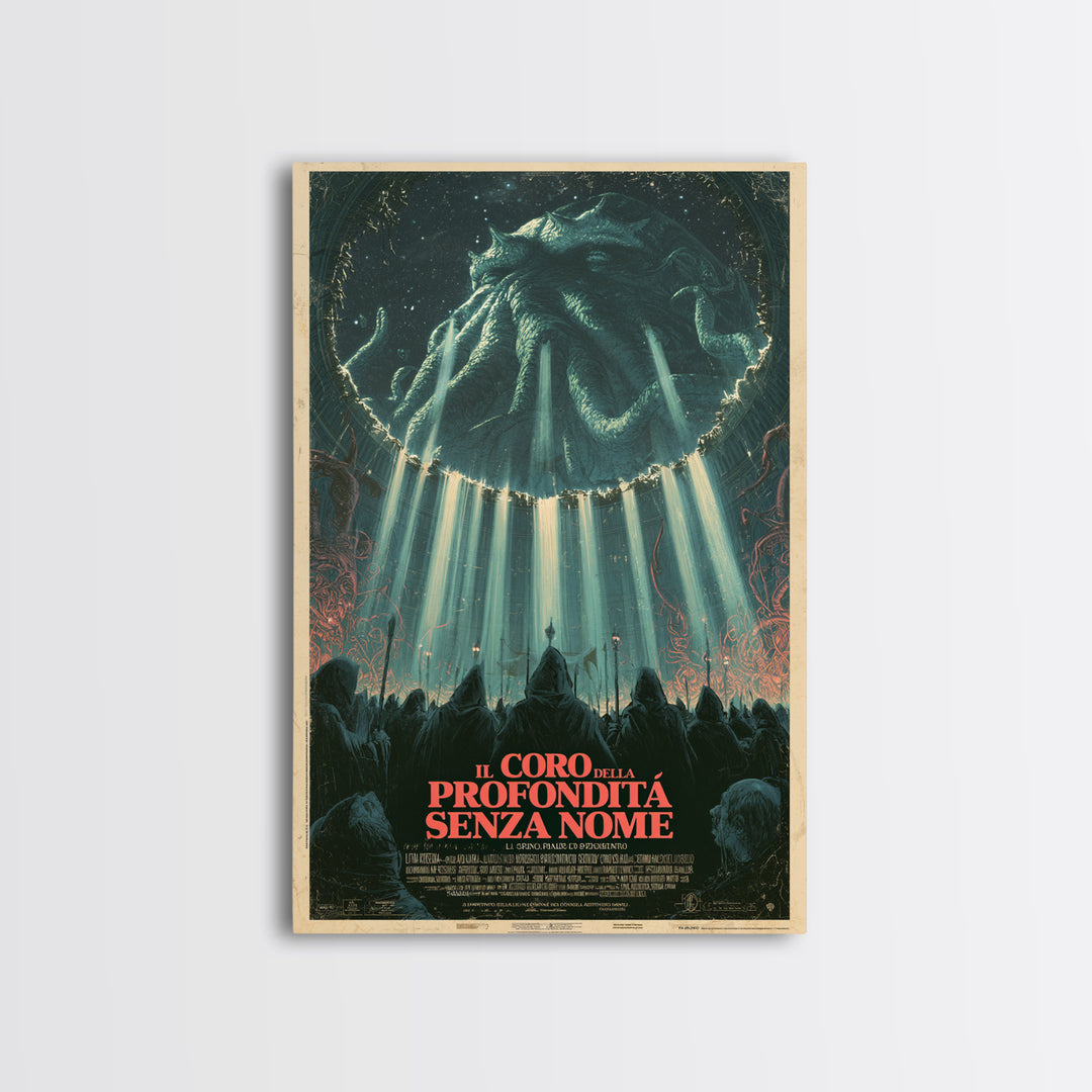 The Choir Of The Nameless Deep, Italian Language Horror Movie Poster, 1970s Horror Art, Eldritch Cinema Wall Art, Framed Canvas Print