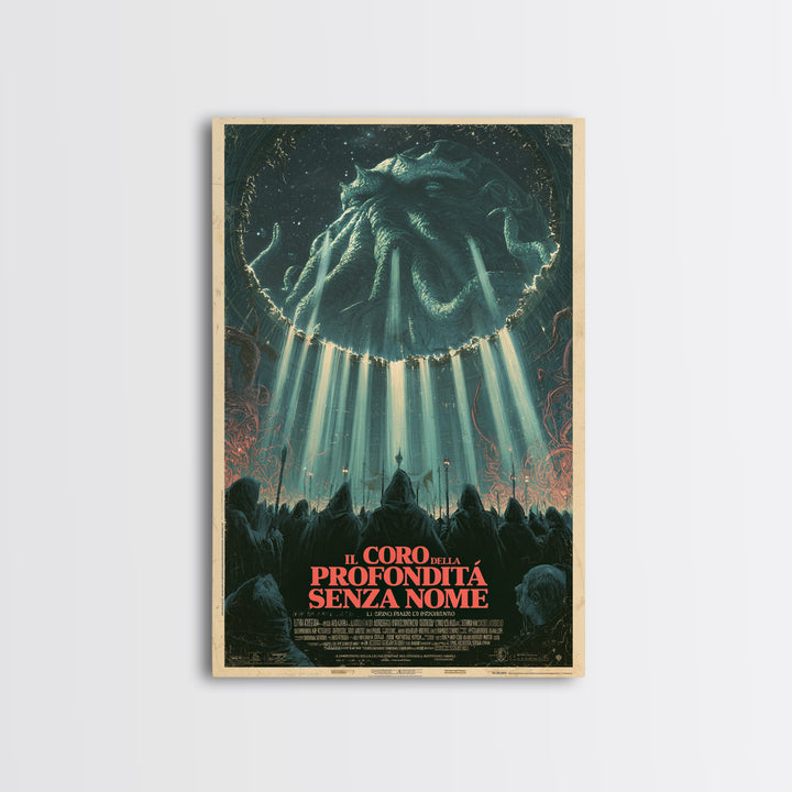 The Choir Of The Nameless Deep, Italian Language Horror Movie Poster, 1970s Horror Art, Eldritch Cinema Wall Art, Framed Canvas Print