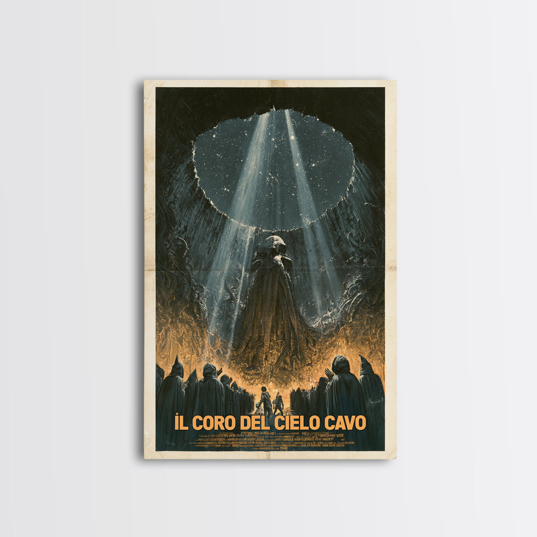 The Choir Of The Hollow Sky, Italian Language Horror Movie Poster, 1970s Horror Art, Eldritch Cinema Wall Art, Framed Canvas Print