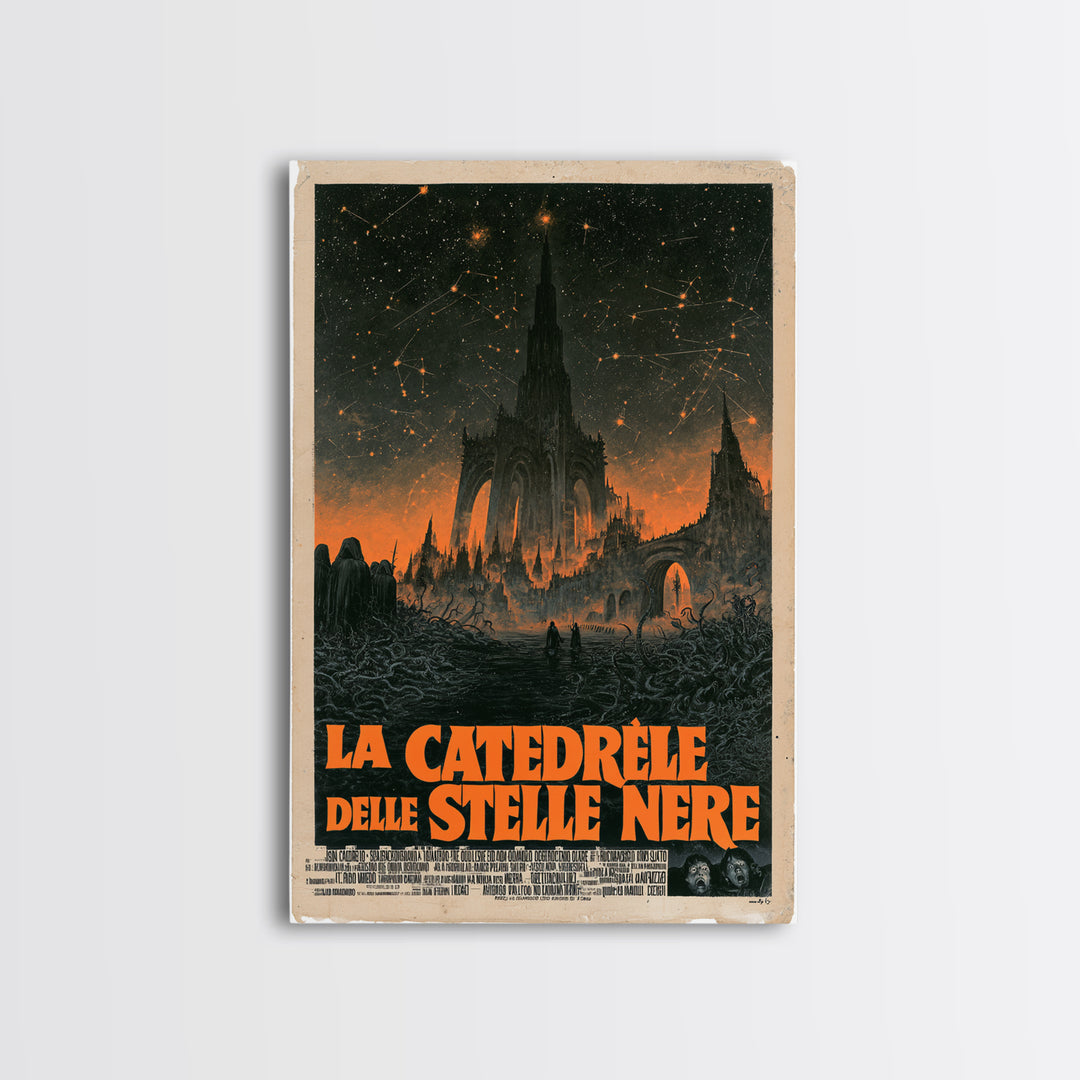 The Cathedral Of Black Stars, Italian Language Horror Movie Poster, 1970s Horror Art, Lovecraftian Horror Poster, Framed Canvas Print