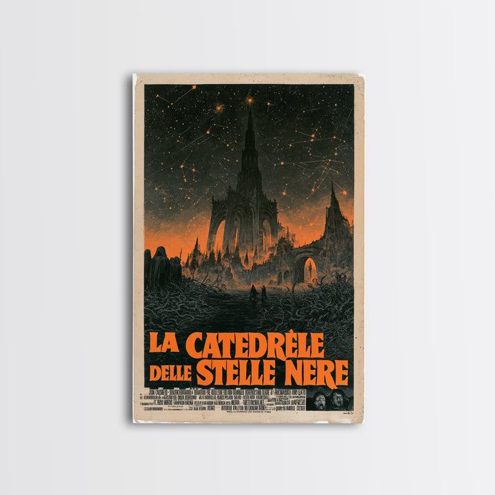 The Cathedral Of Black Stars, Italian Language Horror Movie Poster, 1970s Horror Art, Lovecraftian Horror Poster, Framed Canvas Print