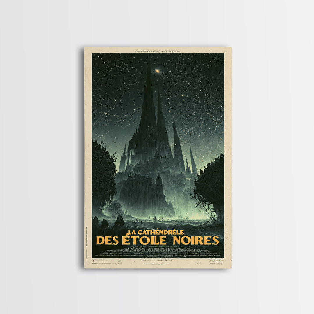The Cathedral Of Black Stars, French Language Horror Movie Poster, 1960s Horror Art, Eldritch Cinema Wall Art, Framed Canvas Print