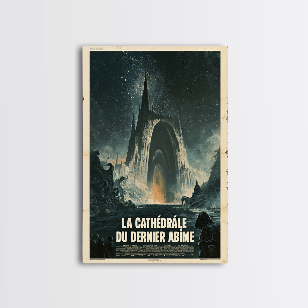 The Cathedral Of The Last Abyss, French Language Horror Movie Poster, 1960s Horror Art, Eldritch Cinema Wall Art, Framed Canvas Print