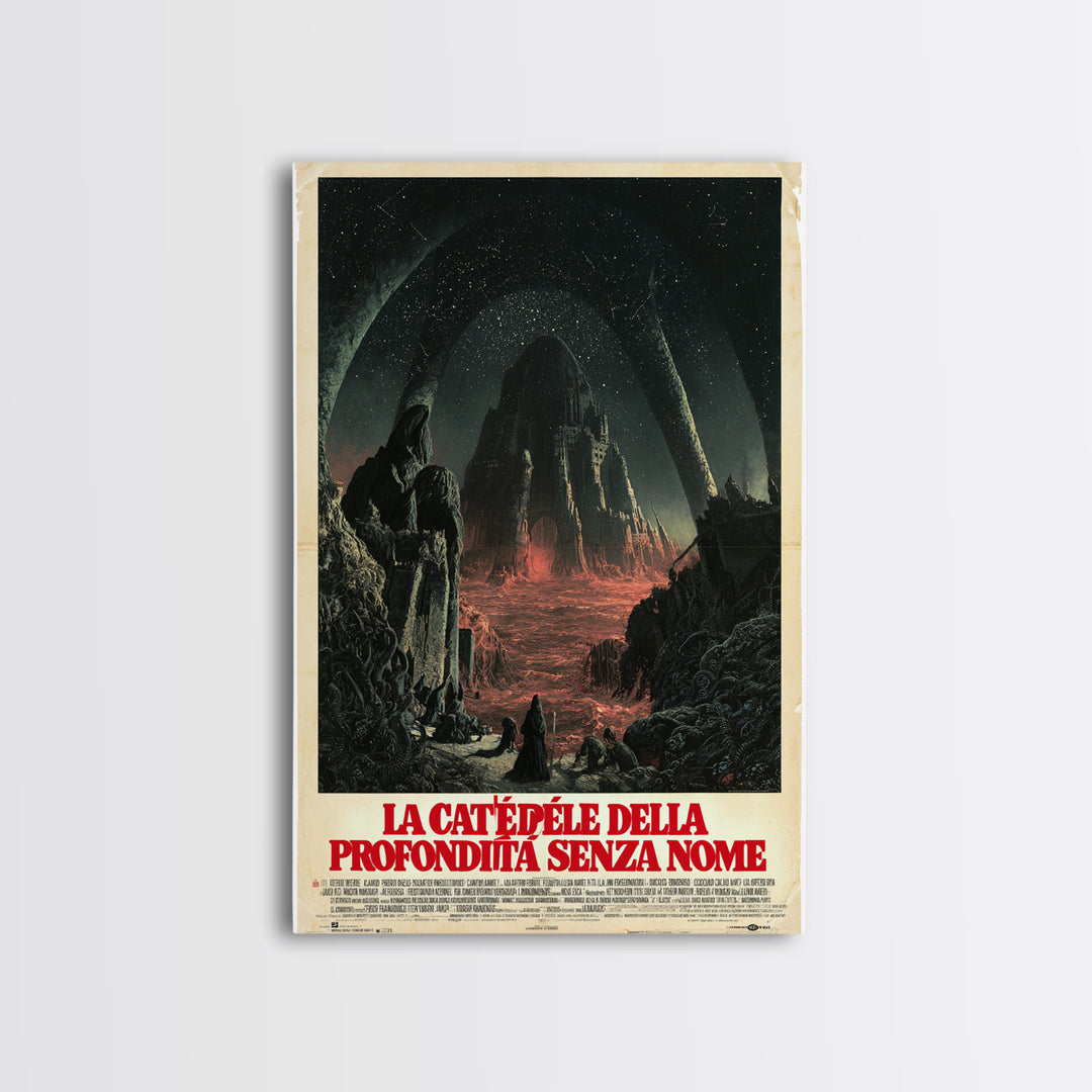 The Cathedral Of The Nameless Deep, Italian Language Horror Movie Poster, 1970s Horror Art, Cult Horror Poster, Framed Canvas Print