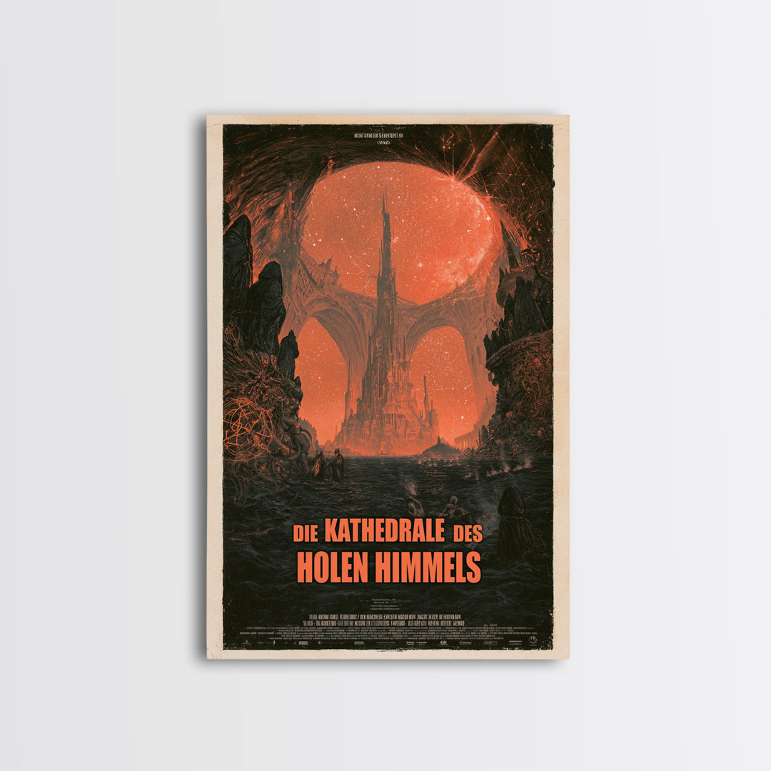 The Cathedral Of The Hollow Sky, German Language Horror Movie Poster, 1960s Horror Art, Eldritch Cinema Wall Art, Framed Canvas Print