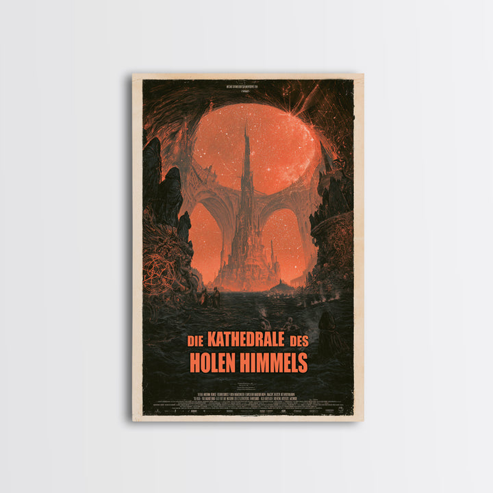 The Cathedral Of The Hollow Sky, German Language Horror Movie Poster, 1960s Horror Art, Eldritch Cinema Wall Art, Framed Canvas Print