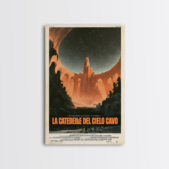 The Cathedral Of The Hollow Sky, Italian Language Horror Movie Poster, 1970s Horror Art, Eldritch Cinema Wall Art, Framed Canvas Print