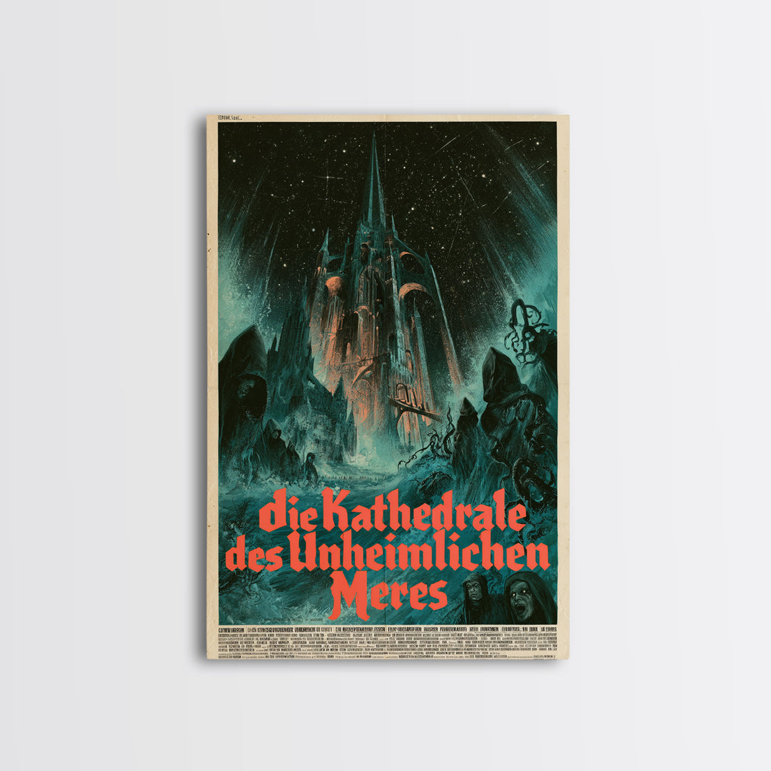 The Cathedral Of The Eldritch Sea, German Language Horror Movie Poster, 1960s Horror Art, Retro Horror Movie Art, Canvas Print
