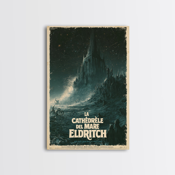 The Cathedral Of The Eldritch Sea, Italian Language Horror Movie Poster, 1970s Horror Art, Cult Horror Poster, Framed Canvas Print