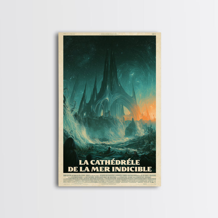 The Cathedral Of The Eldritch Sea, French Language Horror Movie Poster, 1960s Horror Art, Gothic Cinema Wall Art, Framed Canvas Print