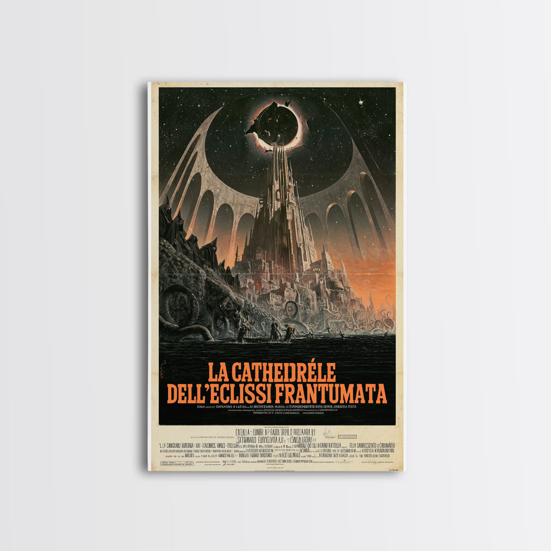The Cathedral Of The Shattered Eclipse, Italian Language Horror Movie Poster, 1970s Horror Art, Gothic Cinema Wall Art, Framed Canvas Print