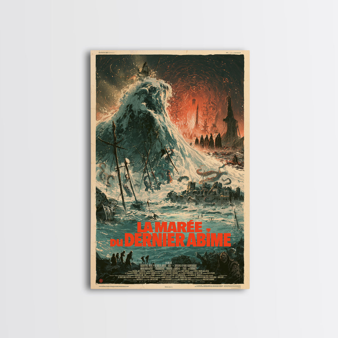 The Tide Of The Last Abyss, French Language Horror Movie Poster, 1960s Horror Art, Eldritch Cinema Wall Art, Framed Canvas Print