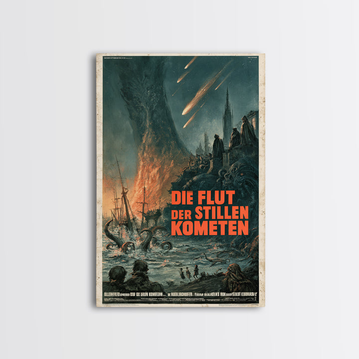 The Tide Of Silent Comets, German Language Horror Movie Poster, 1960s Horror Art, Lovecraftian Horror Poster, Framed Canvas Print
