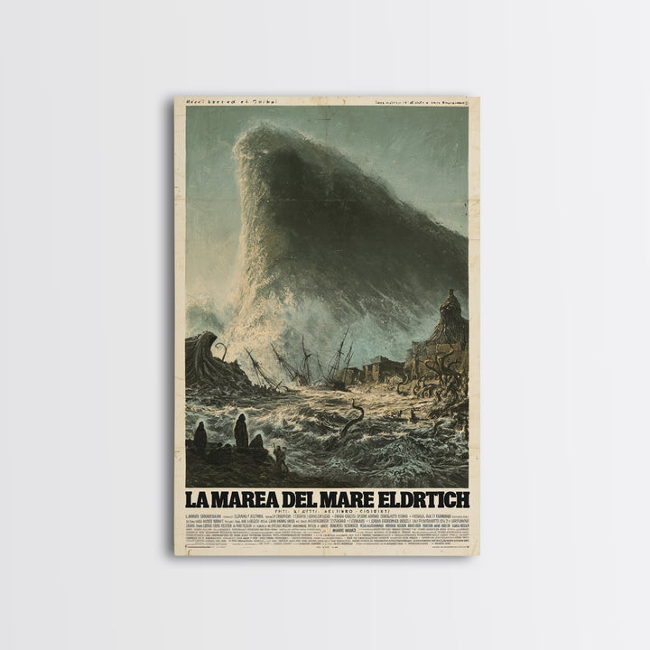 The Tide Of The Eldritch Sea, Italian Language Horror Movie Poster, 1970s Horror Art, Gothic Cinema Wall Art, Framed Canvas Print