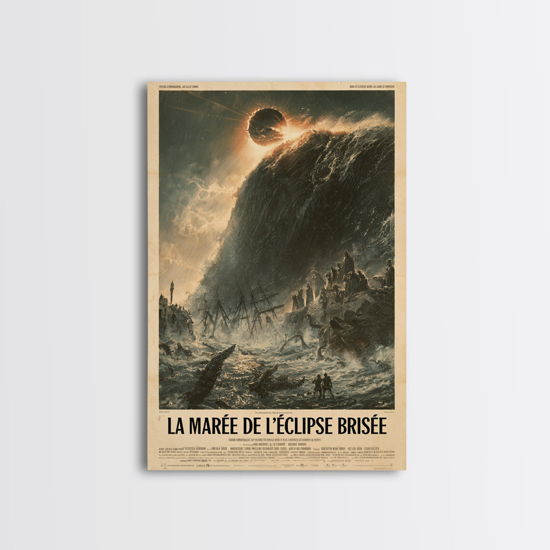 The Tide Of The Shattered Eclipse, French Language Horror Movie Poster, 1960s Horror Art, Cult Horror Poster, Framed Canvas Print