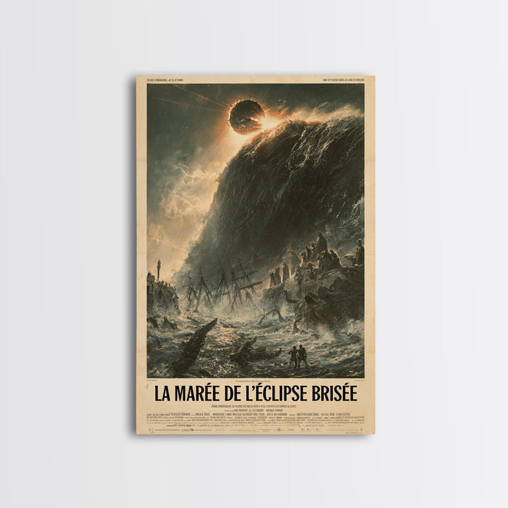 The Tide Of The Shattered Eclipse, French Language Horror Movie Poster, 1960s Horror Art, Cult Horror Poster, Framed Canvas Print