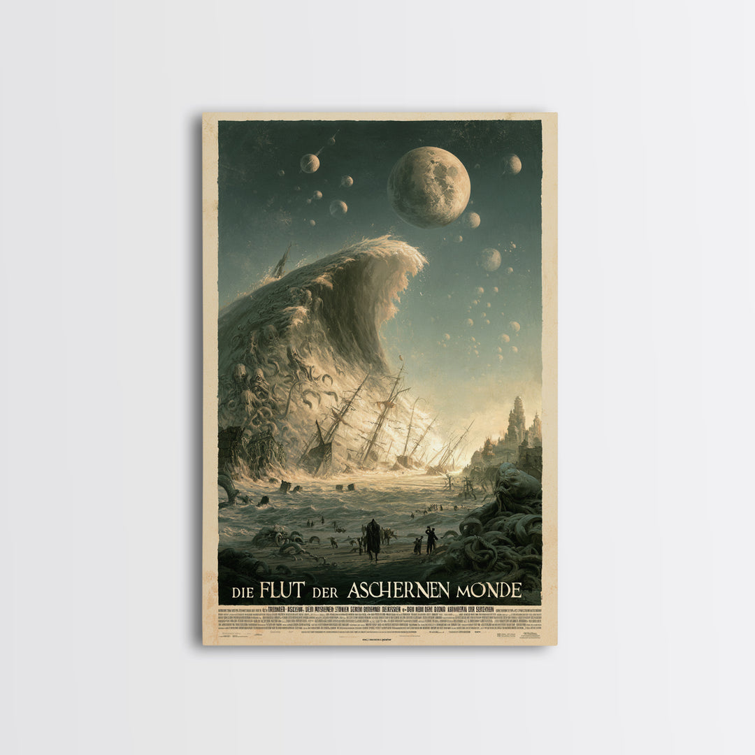The Tide Of Ashen Moons, German Language Horror Movie Poster, 1960s Horror Art, Lovecraftian Horror Poster, Framed Canvas Print