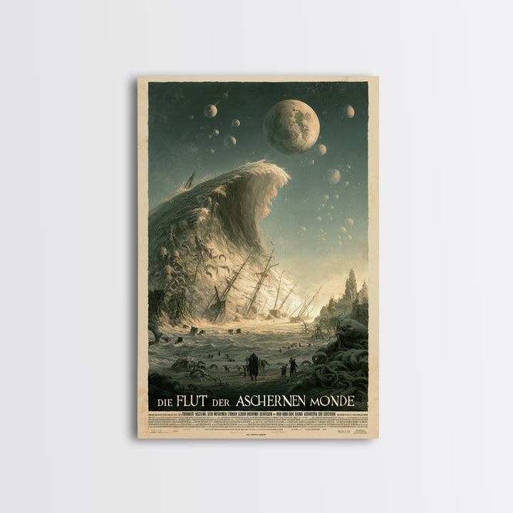 The Tide Of Ashen Moons, German Language Horror Movie Poster, 1960s Horror Art, Lovecraftian Horror Poster, Framed Canvas Print