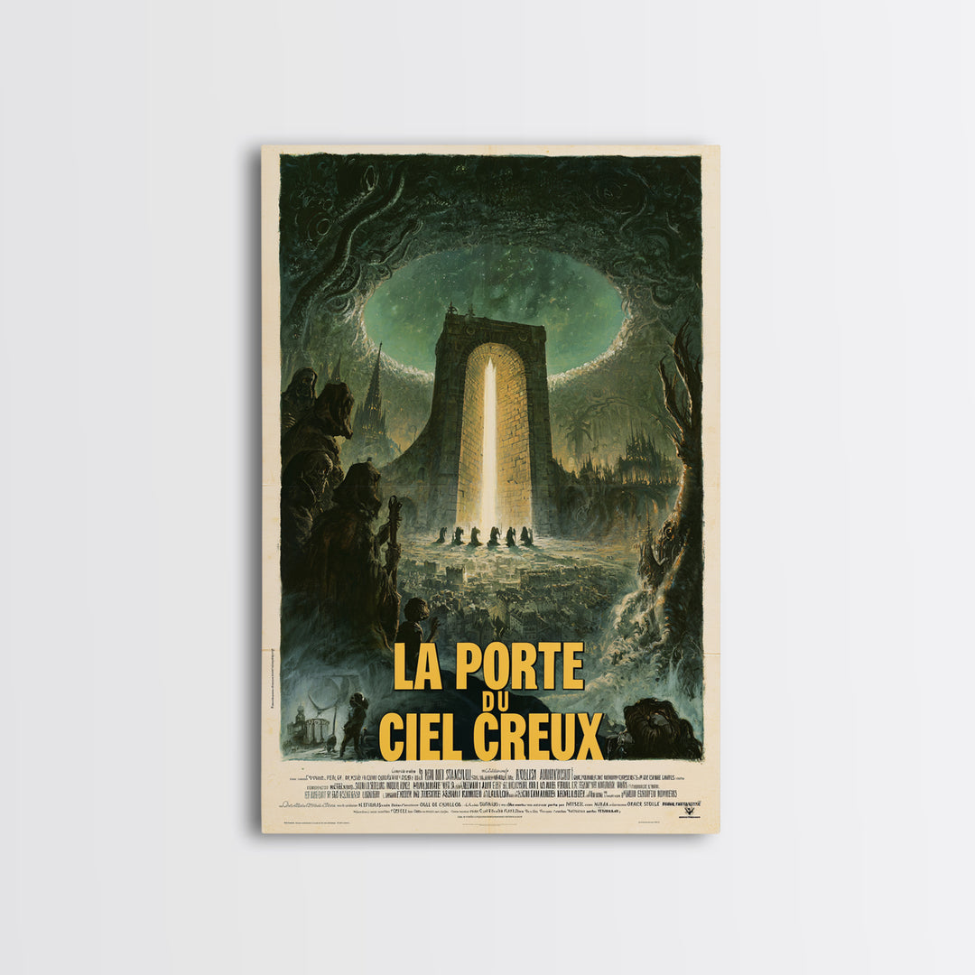 The Gate Of The Hollow Sky, French Language Horror Movie Poster, 1960s Horror Art, Eldritch Cinema Wall Art, Framed Canvas Print