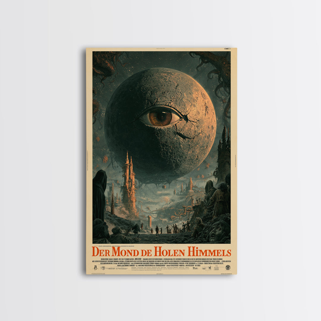 The Moon Of The Hollow Sky, German Language Horror Movie Poster, 1960s Horror Art, Lovecraftian Horror Poster, Framed Canvas Print