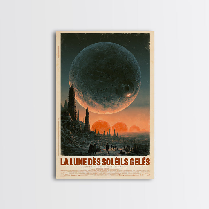 The Moon Of Frozen Suns, French Language Horror Movie Poster, 1960s Horror Art, Gothic Cinema Wall Art, Framed Canvas Print, Halloween Decor