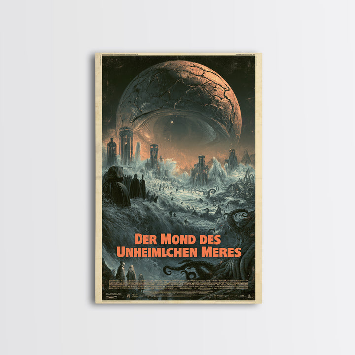 The Moon Of The Eldritch Sea, German Language Horror Movie Poster, 1960s Horror Art, Lovecraftian Horror Poster, Framed Canvas Print
