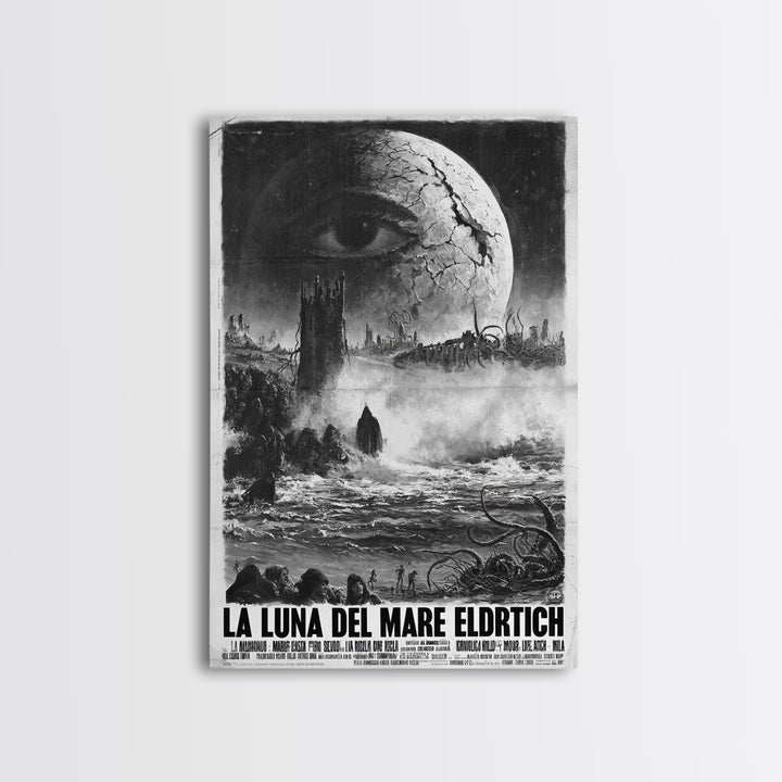 The Moon Of The Eldritch Sea, Italian Language Horror Movie Poster, 1970s Horror Art, Gothic Cinema Wall Art, Framed Canvas Print