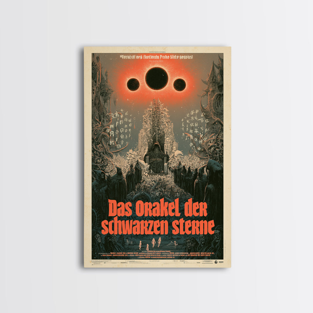 The Oracle Of Black Stars, German Language Horror Movie Poster, 1960s Horror Art, Gothic Cinema Wall Art, Framed Canvas Print