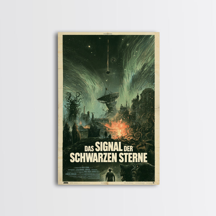 The Signal Of Black Stars, German Language Horror Movie Poster, 1960s Horror Art, Eldritch Cinema Wall Art, Framed Canvas Print