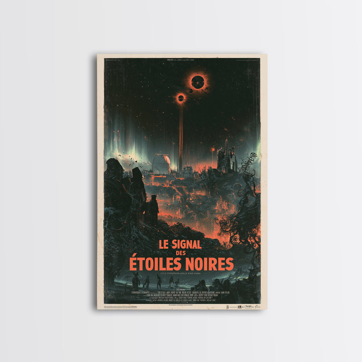 The Signal Of Black Stars, French Language Horror Movie Poster, 1960s Horror Art, Eldritch Cinema Wall Art, Framed Canvas Print