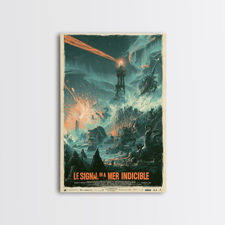 The Signal Of The Eldritch Sea, French Language Horror Movie Poster, 1960s Horror Art, Classic Monster Poster, Canvas Print