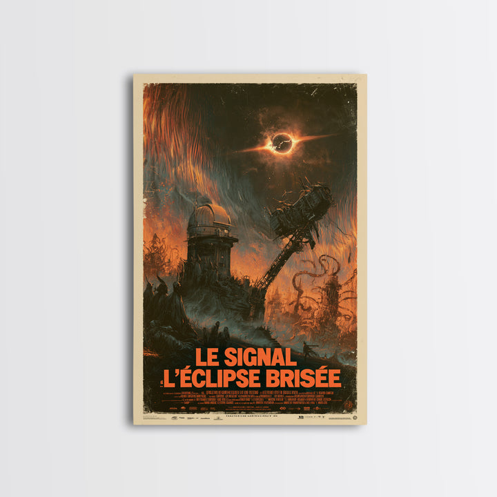 The Signal Of The Shattered Eclipse, French Language Horror Movie Poster, 1960s Horror Art, Eldritch Cinema Wall Art, Framed Canvas Print