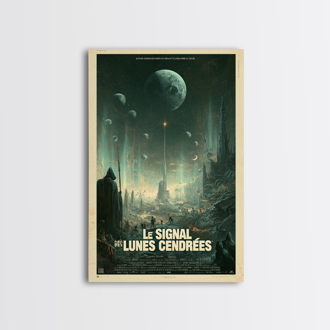 The Signal Of Ashen Moons, French Language Horror Movie Poster, 1960s Horror Art, Eldritch Cinema Wall Art, Framed Canvas Print