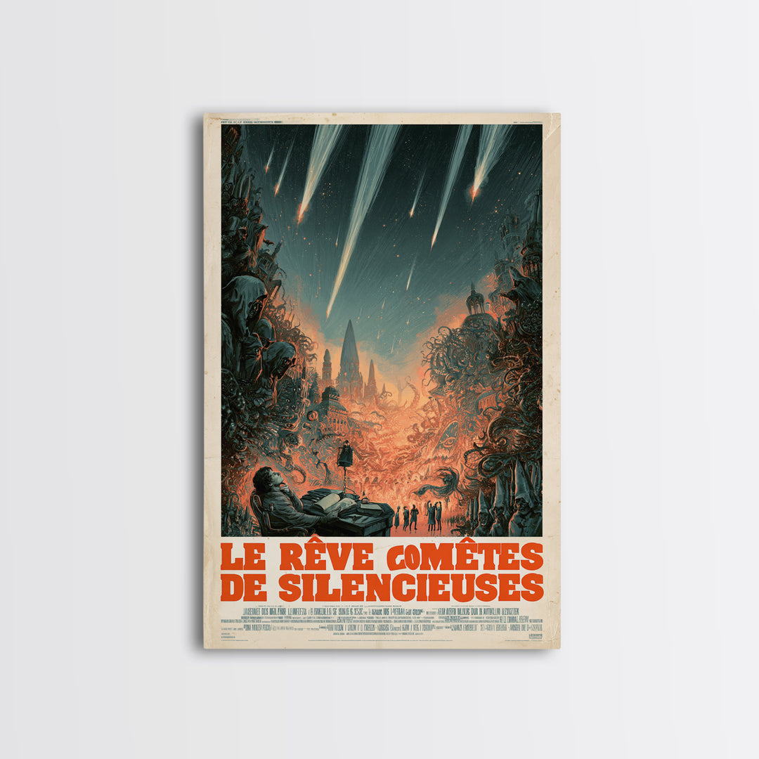 The Dream Of Silent Comets, French Language Horror Movie Poster, 1960s Horror Art, Eldritch Cinema Wall Art, Framed Canvas Print