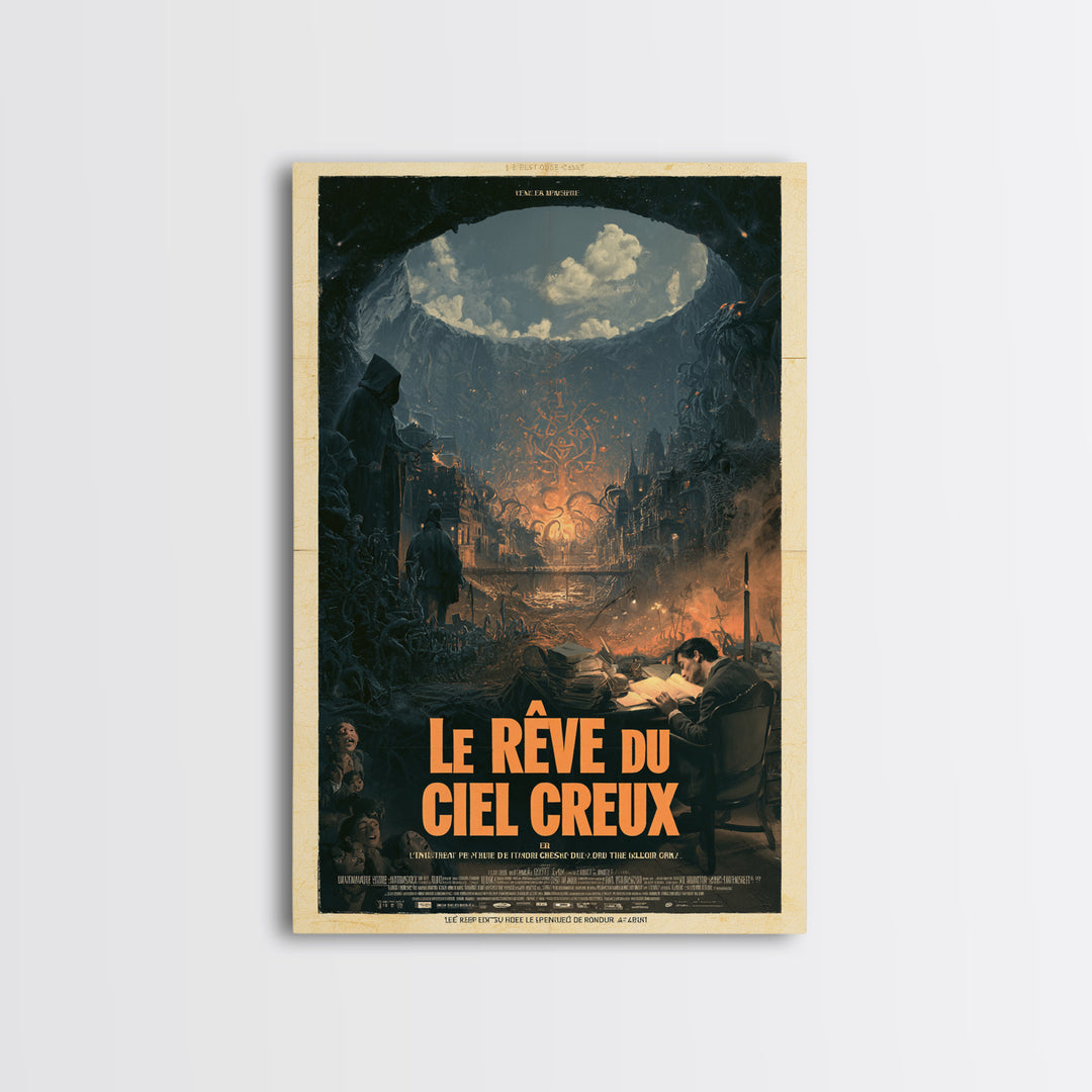 The Dream Of The Hollow Sky, French Language Horror Movie Poster, 1960s Horror Art, Cult Horror Poster, Framed Canvas Print