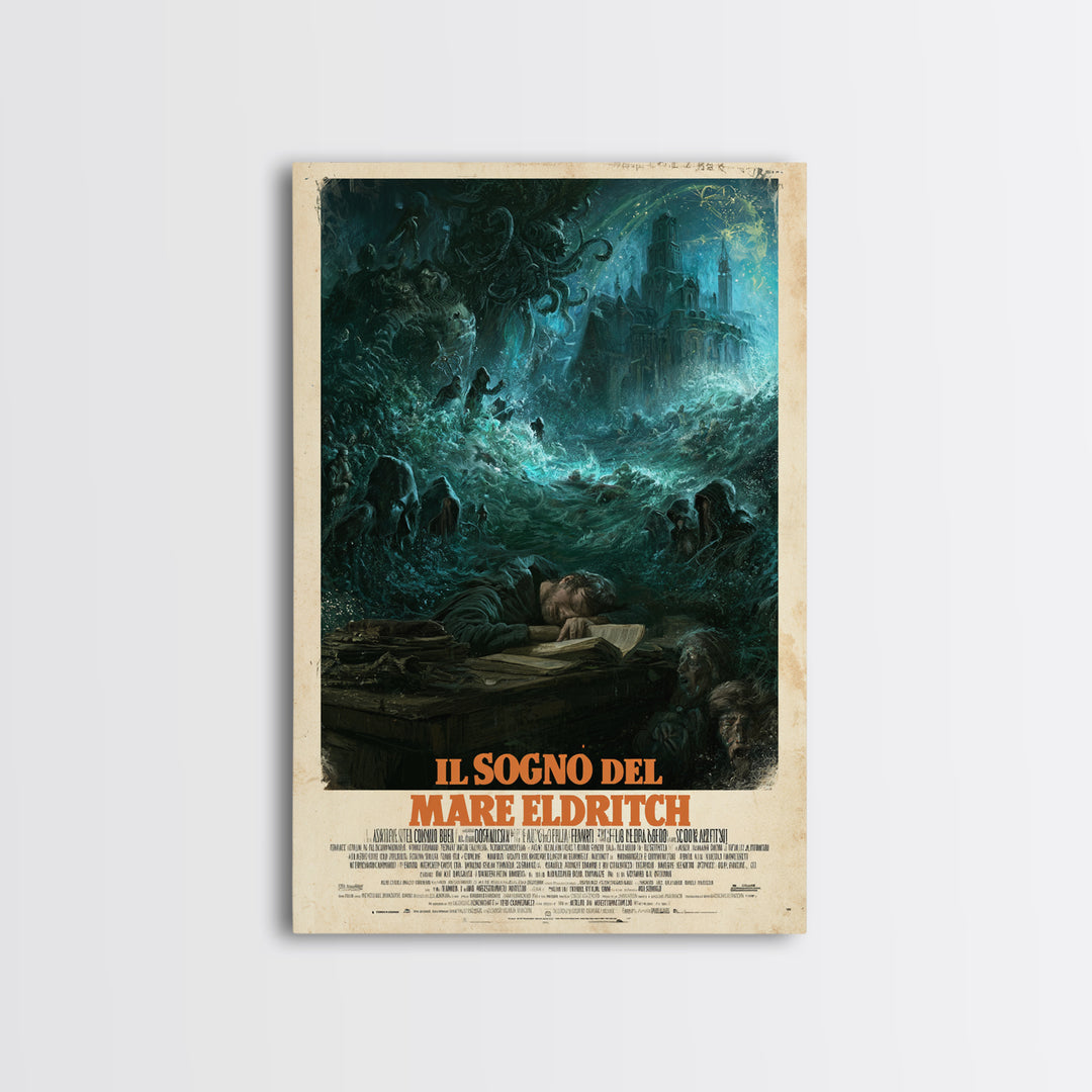 The Dream Of The Eldritch Sea, Italian Language Horror Movie Poster, 1970s Horror Art, Eldritch Cinema Wall Art, Framed Canvas Print