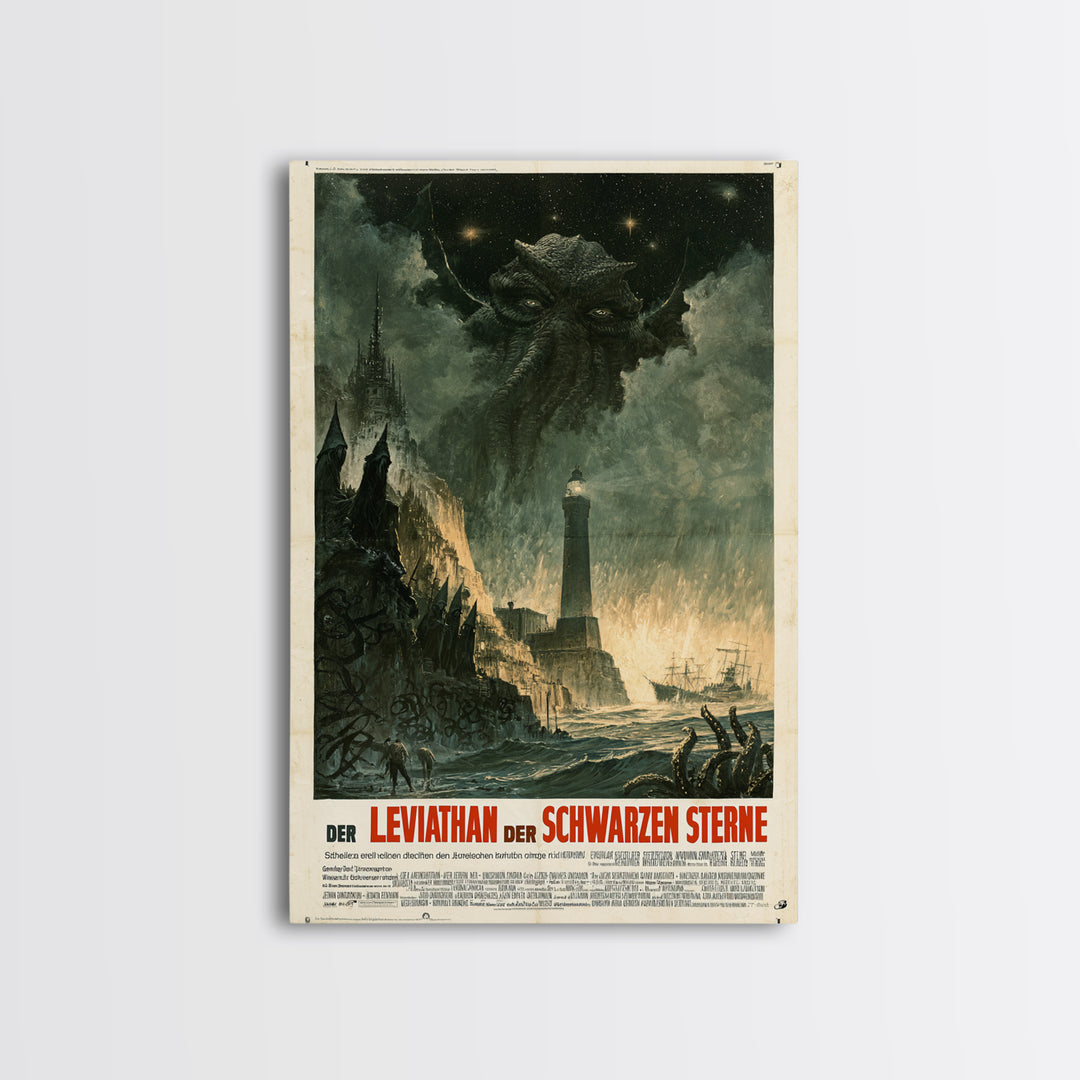 The Leviathan Of Black Stars, German Language Horror Movie Poster, 1960s Horror Art, Cult Horror Poster, Framed Canvas Print