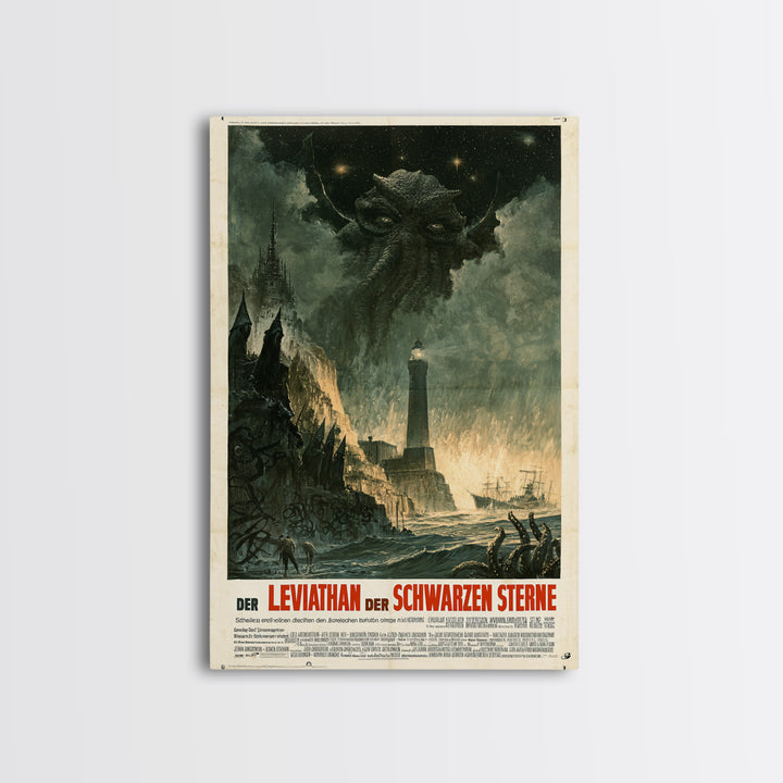 The Leviathan Of Black Stars, German Language Horror Movie Poster, 1960s Horror Art, Cult Horror Poster, Framed Canvas Print
