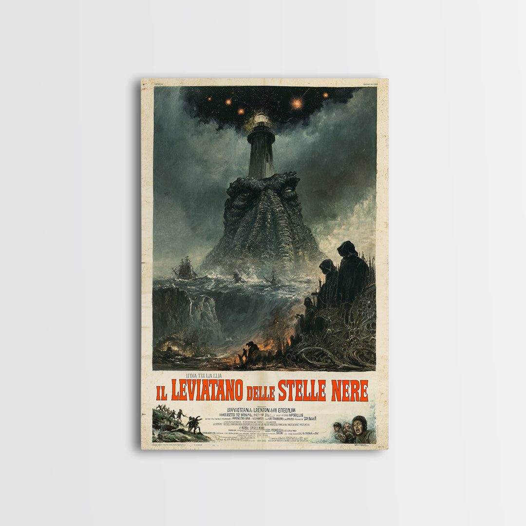 The Leviathan Of Black Stars, Italian Language Horror Movie Poster, 1970s Horror Art, Eldritch Cinema Wall Art, Framed Canvas Print