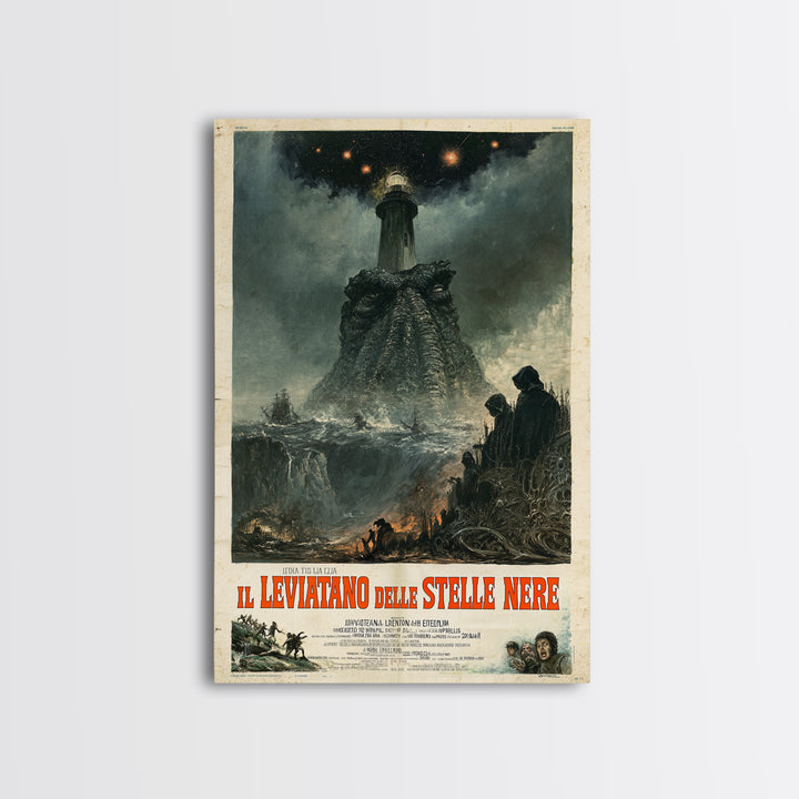 The Leviathan Of Black Stars, Italian Language Horror Movie Poster, 1970s Horror Art, Eldritch Cinema Wall Art, Framed Canvas Print