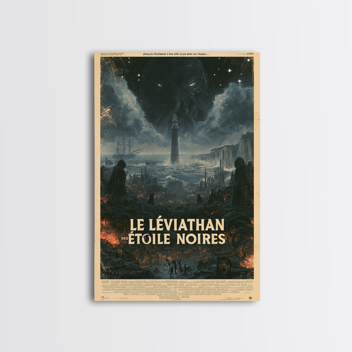 The Leviathan Of Black Stars, French Language Horror Movie Poster, 1960s Horror Art, Cult Horror Poster, Framed Canvas Print