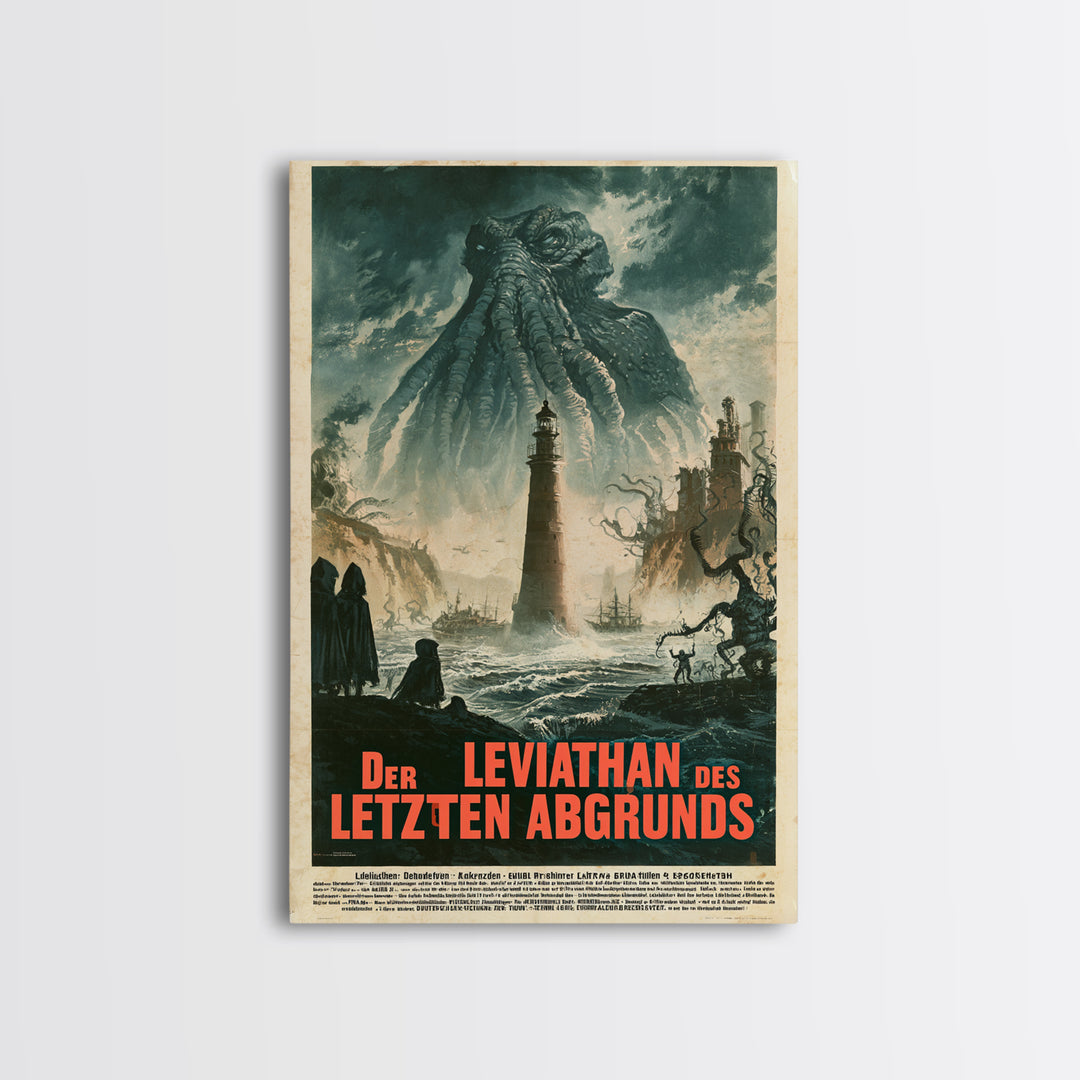The Leviathan Of The Last Abyss, German Language Horror Movie Poster, 1960s Horror Art, Cosmic Horror Movie Art, Canvas Print