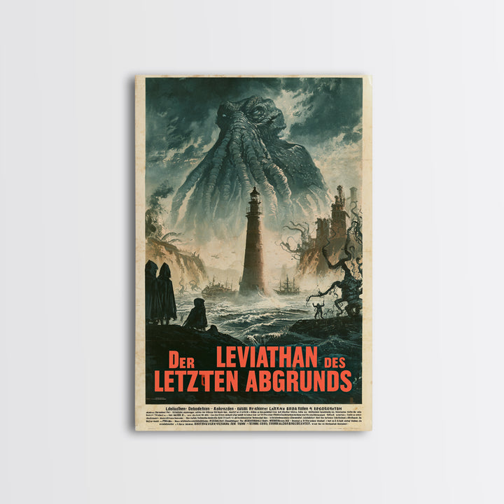 The Leviathan Of The Last Abyss, German Language Horror Movie Poster, 1960s Horror Art, Cosmic Horror Movie Art, Canvas Print