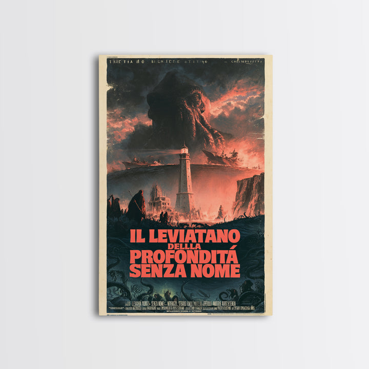 The Leviathan Of The Nameless Deep, Italian Language Horror Movie Poster, 1970s Horror Art, Gothic Cinema Wall Art, Framed Canvas Print